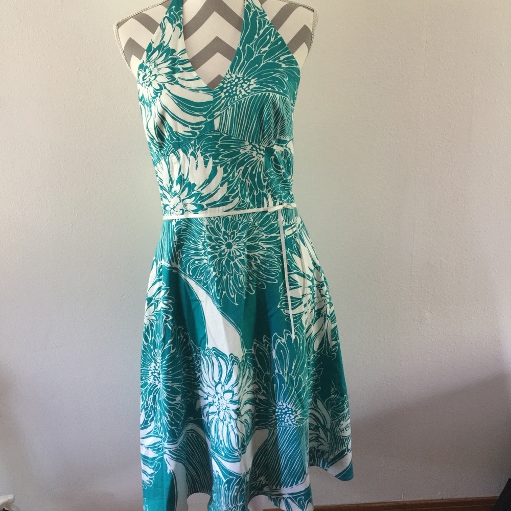 Ann Taylor Floral Print Halter Dress Size 8